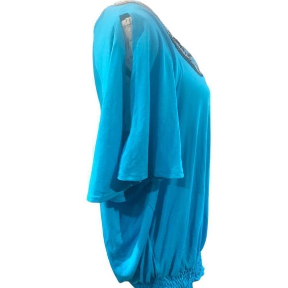 Faded Glory Blue Cold Shoulder Top Plus Size 3X - Picture 6 of 10